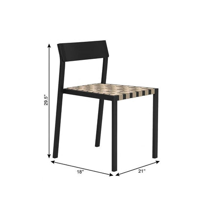 Set of Two Black Aluminum Open Back Dining Side Chairs