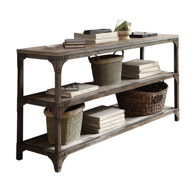 ACME 72685 Gorden Console Table, Weathered Oak & Antique Silver ACME Furniture