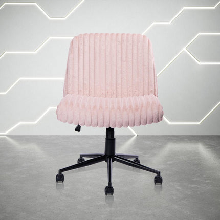 Pink and Black Adjustable Height Faux Fur Swivel Rolling Gaming Chair HomeRoots
