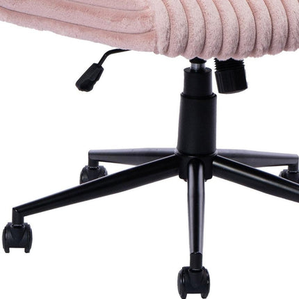 Pink and Black Adjustable Height Faux Fur Swivel Rolling Gaming Chair HomeRoots