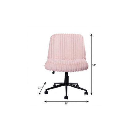 Pink and Black Adjustable Height Faux Fur Swivel Rolling Gaming Chair HomeRoots