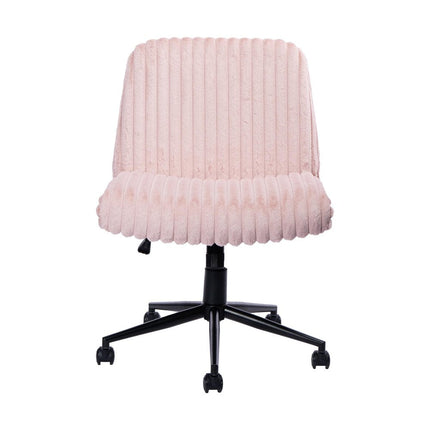 Pink and Black Adjustable Height Faux Fur Swivel Rolling Gaming Chair HomeRoots