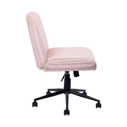 Pink and Black Adjustable Height Faux Fur Swivel Rolling Gaming Chair HomeRoots