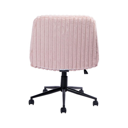 Pink and Black Adjustable Height Faux Fur Swivel Rolling Gaming Chair HomeRoots