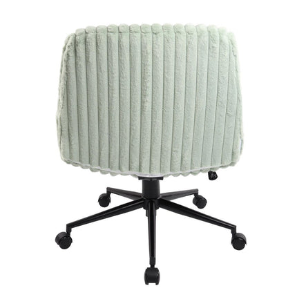 Pink and Black Adjustable Height Faux Fur Swivel Rolling Gaming Chair HomeRoots