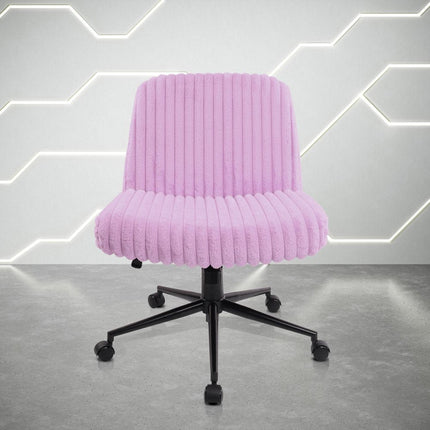 Pink and Black Adjustable Height Faux Fur Swivel Rolling Gaming Chair HomeRoots
