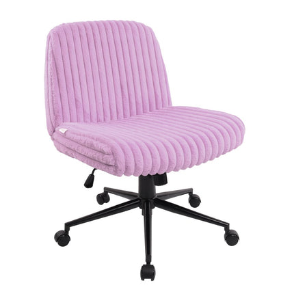 Pink and Black Adjustable Height Faux Fur Swivel Rolling Gaming Chair HomeRoots