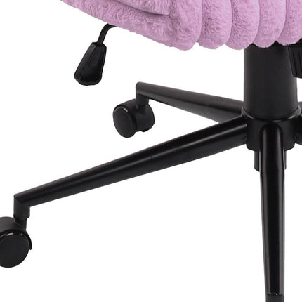 Pink and Black Adjustable Height Faux Fur Swivel Rolling Gaming Chair HomeRoots