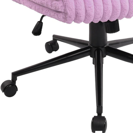 Pink and Black Adjustable Height Faux Fur Swivel Rolling Gaming Chair HomeRoots