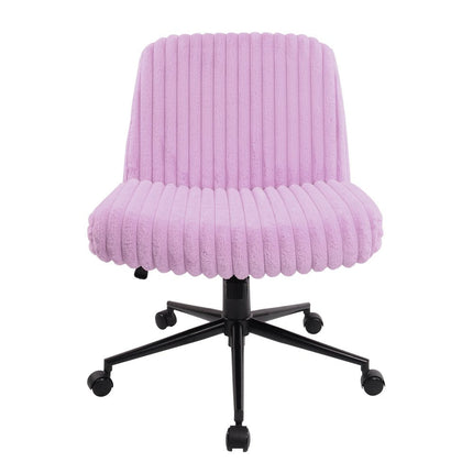 Pink and Black Adjustable Height Faux Fur Swivel Rolling Gaming Chair HomeRoots