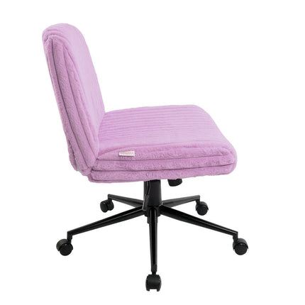 Pink and Black Adjustable Height Faux Fur Swivel Rolling Gaming Chair HomeRoots