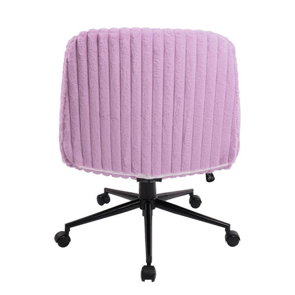 Pink and Black Adjustable Height Faux Fur Swivel Rolling Gaming Chair HomeRoots