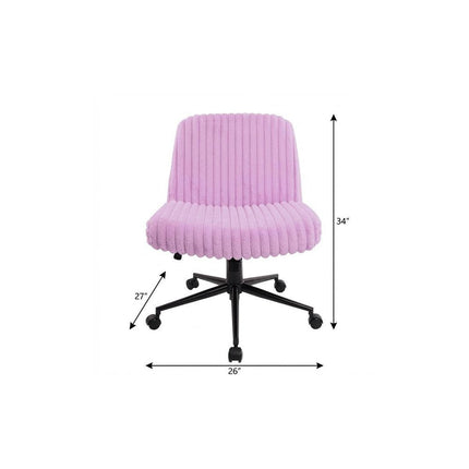Pink and Black Adjustable Height Faux Fur Swivel Rolling Gaming Chair HomeRoots