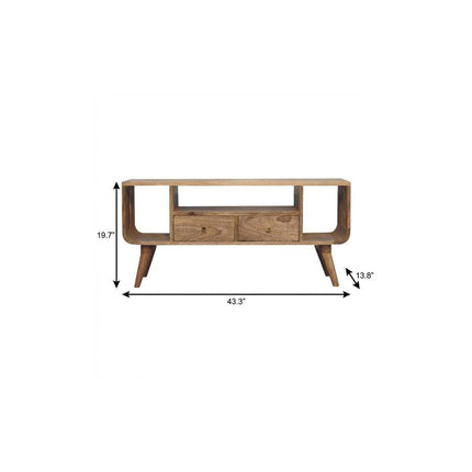 43" Brown Solid Wood Enclosed and Open Storage TV Stand HomeRoots