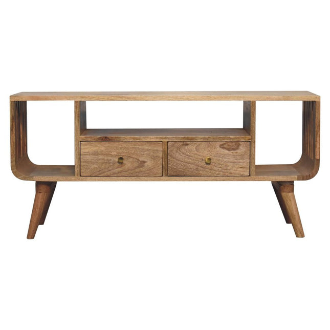 43" Brown Solid Wood Enclosed and Open Storage TV Stand HomeRoots