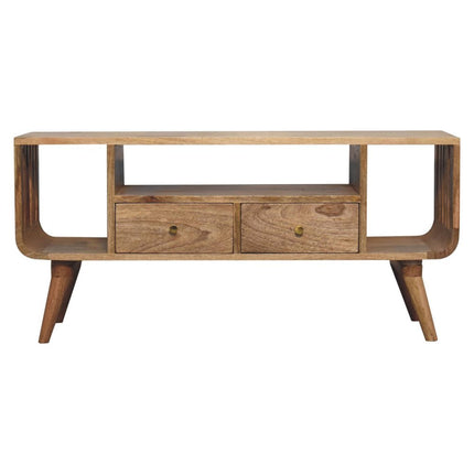 43" Brown Solid Wood Enclosed and Open Storage TV Stand HomeRoots