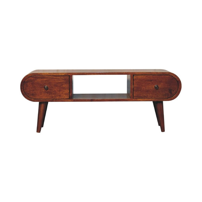 39" Brown Solid Wood Enclosed and Open Storage TV Stand HomeRoots
