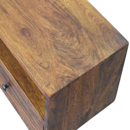 35" Brown Solid Wood Floating Mount TV Stand HomeRoots