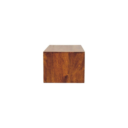 35" Brown Solid Wood Floating Mount TV Stand