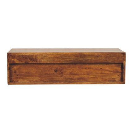 35" Brown Solid Wood Floating Mount TV Stand HomeRoots