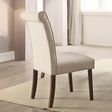 ACME 72822 Gasha Side Chair (Set-2), Beige Linen & Walnut