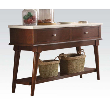 ACME 72823 Gasha Server, White Marble & Walnut ACME Furniture