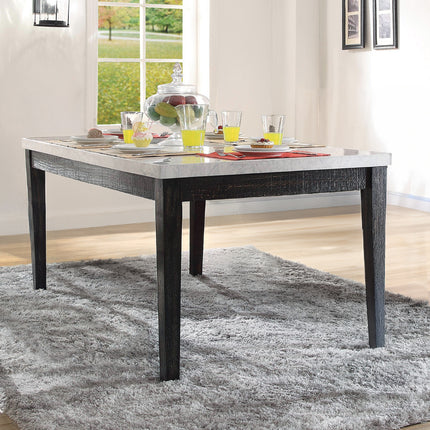 ACME 72850 Nolan Dining Table, White Marble & Salvage Dark Oak