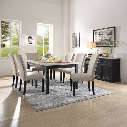 ACME 72850 Nolan Dining Table, White Marble & Salvage Dark Oak