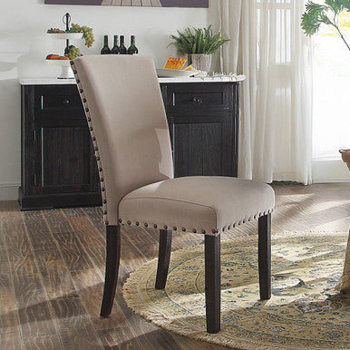 ACME 72852 Nolan Side Chair (Set-2), Linen & Salvage Dark Oak ACME Furniture