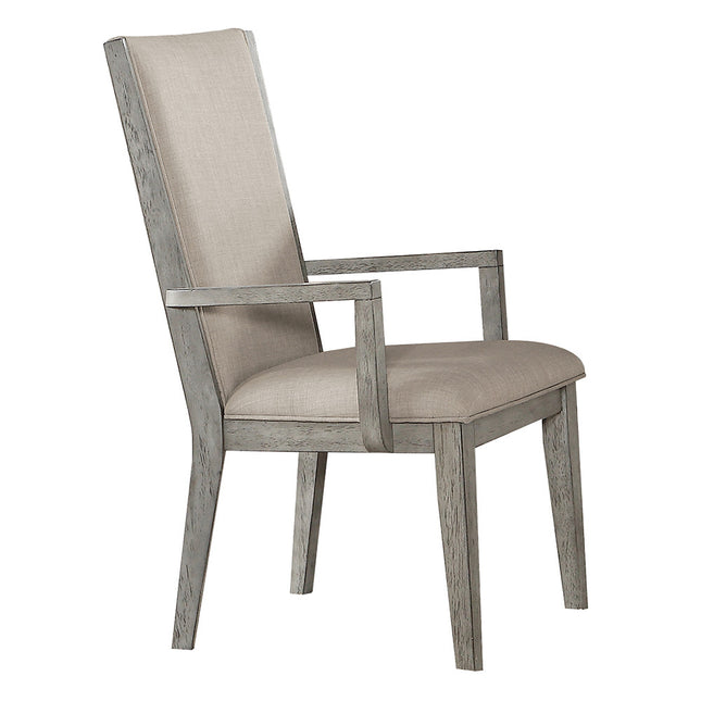 ACME 72863 Rocky Arm Chair (Set-2), Fabric & Gray Oak