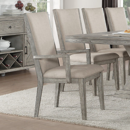 ACME 72863 Rocky Arm Chair (Set-2), Fabric & Gray Oak