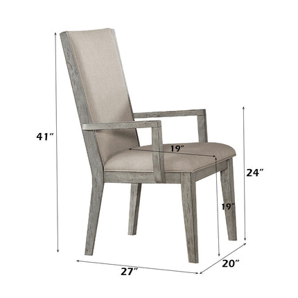 ACME 72863 Rocky Arm Chair (Set-2), Fabric & Gray Oak