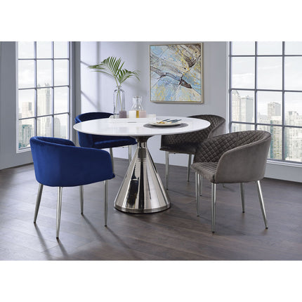 ACME 72925 Hawkins Dining Table, White High Gloss & Nickel