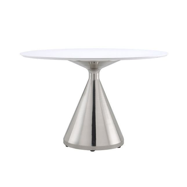 ACME 72925 Hawkins Dining Table, White High Gloss & Nickel