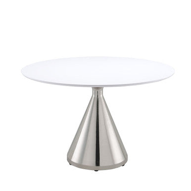 ACME 72925 Hawkins Dining Table, White High Gloss & Nickel ACME Furniture