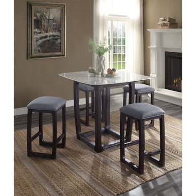 ACME 72935 Razo Counter Height Table, Marble & Weathered Espresso ACME Furniture