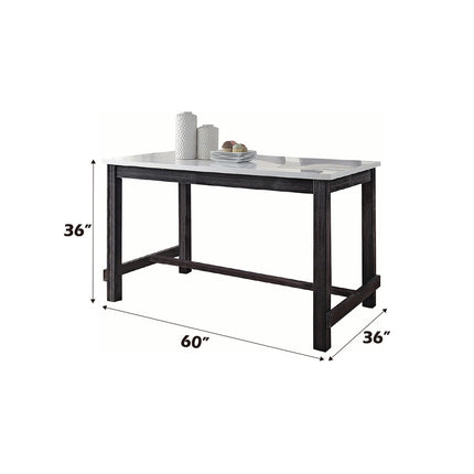 ACME 72940 Yelena Counter Height Table, Marble & Weathered Espresso