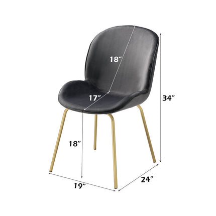 ACME 72948 Chuchip Side Chair (Set-2), Gray Velvet & Gold