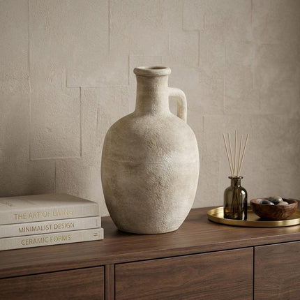 9" Beige Ceramic Table Vase HomeRoots