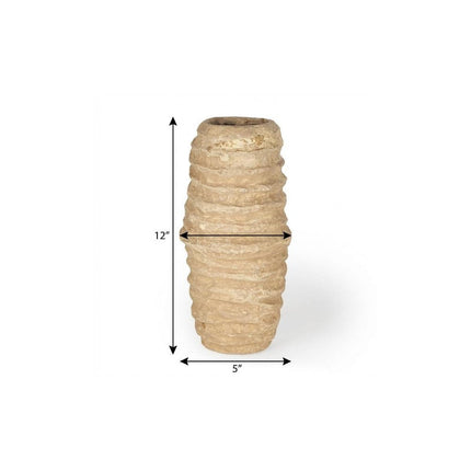 12" Beige Paper Mache Table Vase HomeRoots