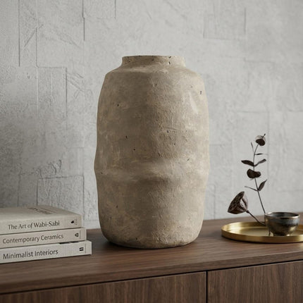 18" Gray Paper Mache Table Vase