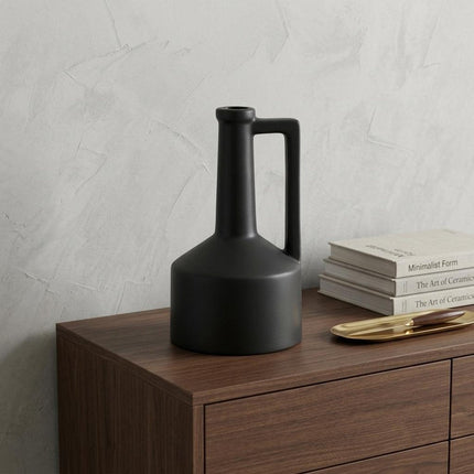 9" Black Ceramic Table Vase HomeRoots