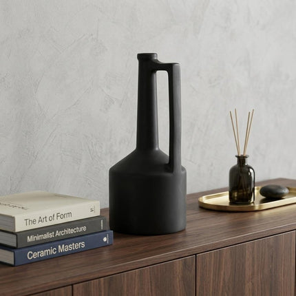 13" Black Ceramic Table Vase HomeRoots