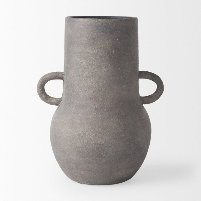 10" Brown Ceramic Amphora Table Vase