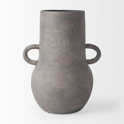 10" Brown Ceramic Amphora Table Vase