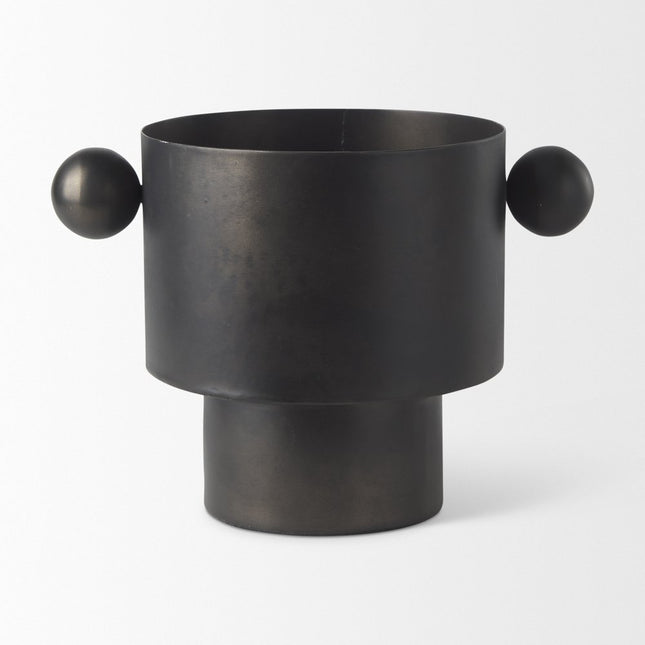 7" Black Metal Round Table Vase HomeRoots
