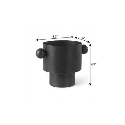 7" Black Metal Round Table Vase HomeRoots