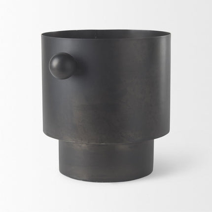 9" Black Metal Round Table Vase HomeRoots