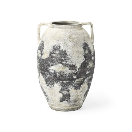 22" Black And White Ombre Ceramic Amphora Floor Vase HomeRoots