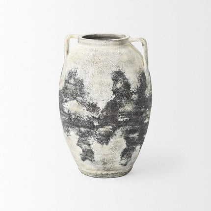 22" Black And White Ombre Ceramic Amphora Floor Vase HomeRoots